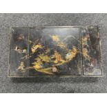 A Japanese lacquered and mother of pearl inlaid table box