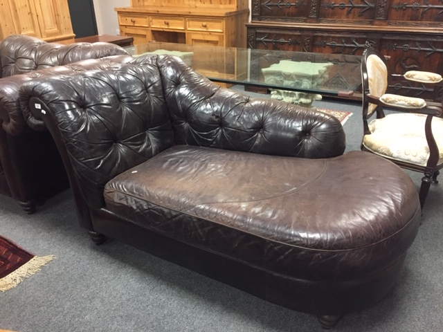 A Barker & Stonehouse brown leather oversized chaise longue,