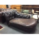 A Barker & Stonehouse brown leather oversized chaise longue,