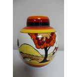 A Wedgwood Clarice Cliff Bizarre ginger jar and cover,