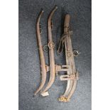 Two pairs of vintage horse hames