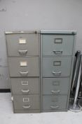 Two four drawer metal filing cabinets