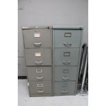 Two four drawer metal filing cabinets