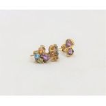 Two pairs of 9ct gold gem set earrings CONDITION REPORT: 2.2g gross.
