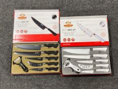 Five boxed six-piece knife sets