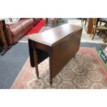 A Victorian mahogany drop leaf table on castors CONDITION REPORT: 106cm long by