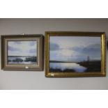 Two framed oils - lake scenes signed Ritchie CONDITION REPORT: Robert Ritchie -