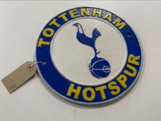 A cast iron plaque - Tottenham Hotspur CONDITION REPORT: UK postage £10 + vat.