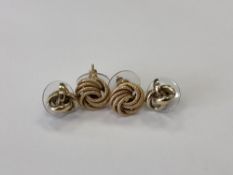 Two pairs of 9ct gold earrings, 2.0g excluding non-gold backings.
