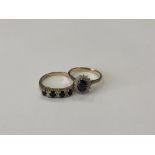 Two 9ct gold sapphire and diamond set rings, 5.0g gross.