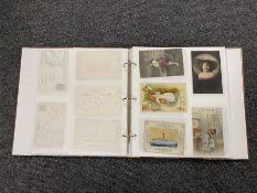 A postcard album containing a large quantity of postcards, greetings cards, animals,