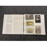 A postcard album containing a large quantity of postcards, greetings cards, animals,