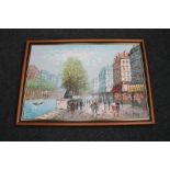 A framed oil on canvas, Parisian street scene,