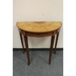 A reproduction inlaid mahogany d-shaped hall table,