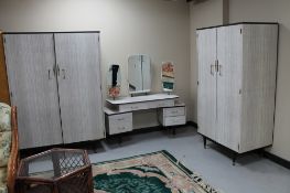 A mid century Berry Furniture melamine bedroom suite