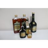 Four bottles of Three Barrels French Brandy together with two further Three Barrels miniatures (6)