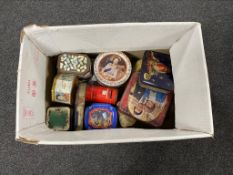 A box of vintage tins, Smarties,