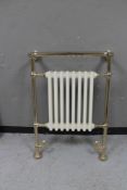 A brass framed Victorian style 8-bar radiator CONDITION REPORT: Height 92.