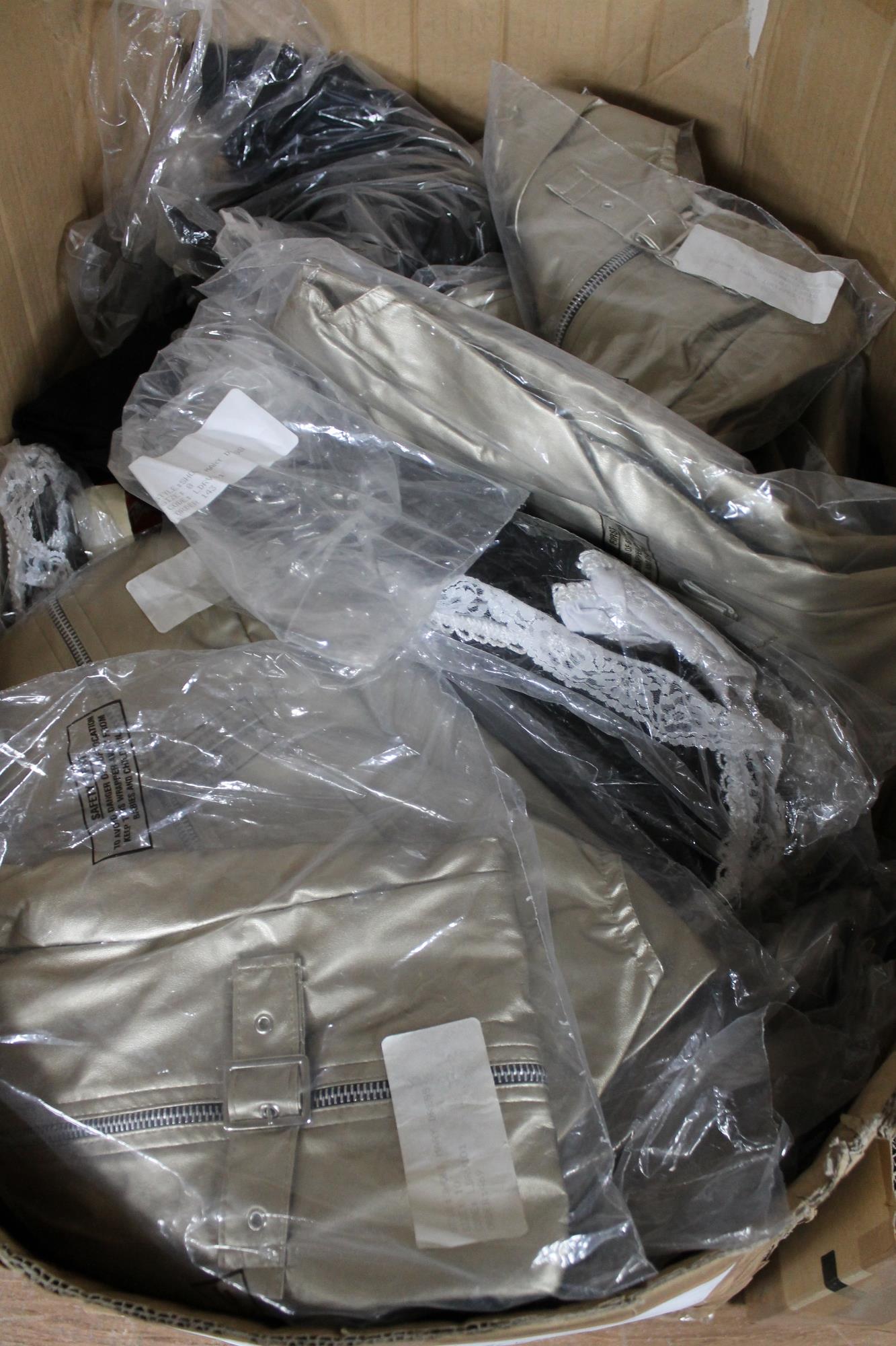 A box of Phaze Lolitta frill canvas coats and short dresses etc