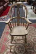 A 20th century pine child's high chair CONDITION REPORT: Height 98 cm, width 44 cm,