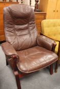 A brown leather armchair