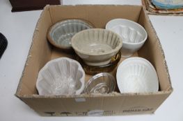 A box of pie and jelly moulds