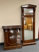 A late 19th century inlaid mahogany hall table with mirror