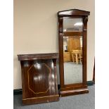 A late 19th century inlaid mahogany hall table with mirror