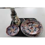 A tray of Imari plates,