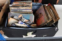 A suitcase containing a large quantity of vinyl records