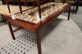 A Scandinavian tiled topped coffee table