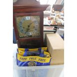 A box of wall clock, cutlery, Christmas tree decorations,