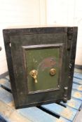 An antique metal safe,