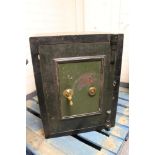 An antique metal safe,