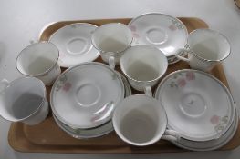 A tray of Royal Doulton Twilight Rose tea china