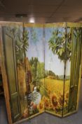 A decorative four fold screen