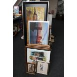 A quantity of pictures to include a signed limited edition colour print 'The Golden Boy' by Peter