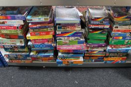 A large quantity of jigsaw puzzles