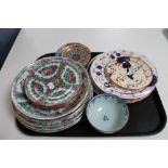 A tray of decorative Chinese plates,