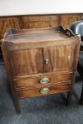 A George III step commode cabinet with pot