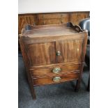 A George III step commode cabinet with pot