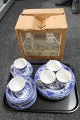 A quantity of hostess table ware together with a tray of blue and white willow pattern wares