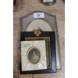 Four small pictures, early 20th century frames,