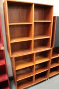 Three teak bookshelves