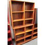 Three teak bookshelves