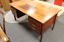 A Scandinavian mid century pedestal desk CONDITION REPORT: 145cm long by 74cm deep