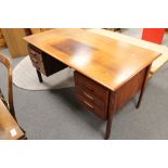 A Scandinavian mid century pedestal desk CONDITION REPORT: 145cm long by 74cm deep