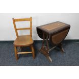 A mahogany flap sided occasional table and a small pine stool