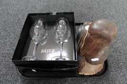 A tray of Dartington glass wine glasses set,