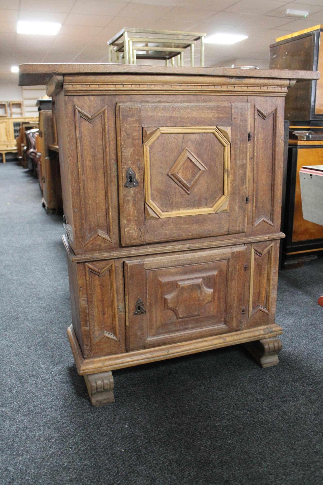 A nineteenth century oak double door cabinet